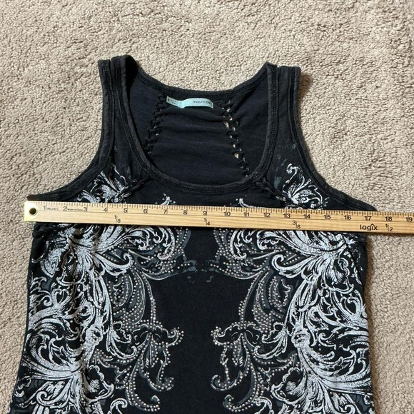 Maurices Black Embellished Goth Tribal Design Racerback Tank Top Grunge Womens M - Picture 4 of 7